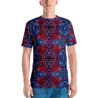 CAVIS Celtic Heart Men's Shirt - Red Blue Pattern - Front