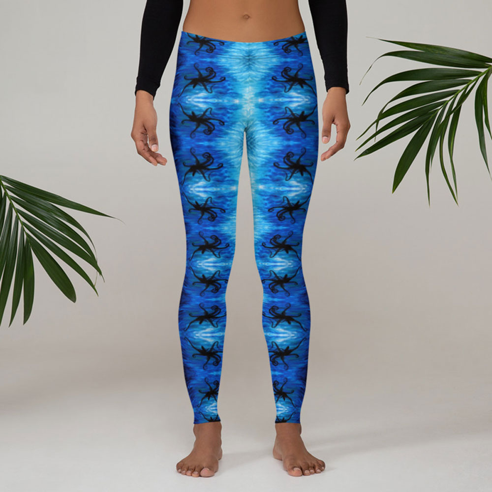 CAVIS Blue Ocean Octopus Women's Leggings - Scuba Leggings - Front - Lifestyle 1