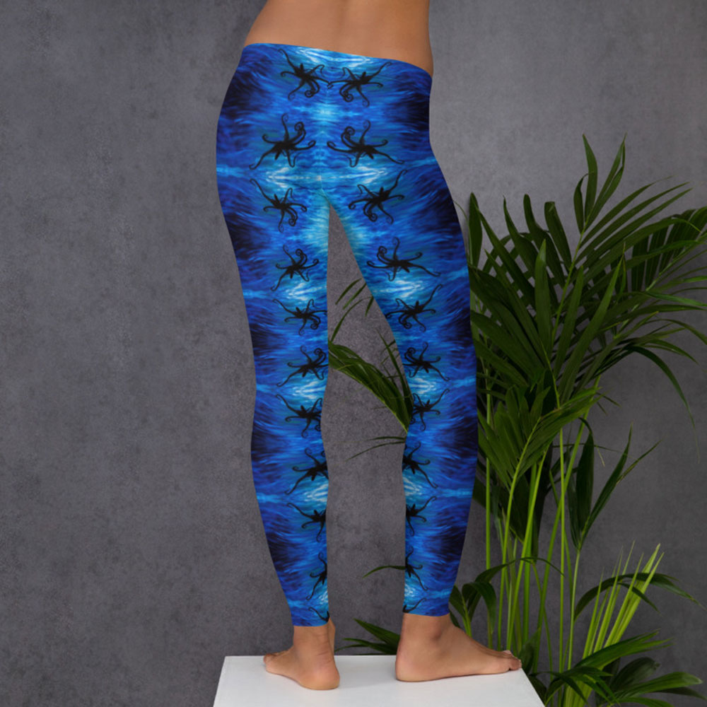CAVIS Blue Ocean Octopus Women's Leggings - Scuba Leggings - Back - Lifestyle 2