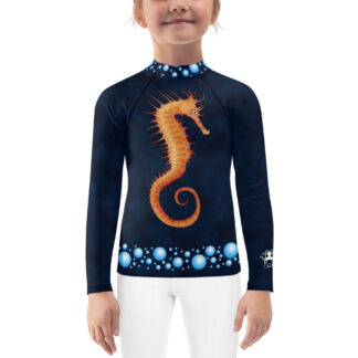 CAVIS Seahorse Kids Rash Guard, Sea Life Sun Protection Swim Shirt