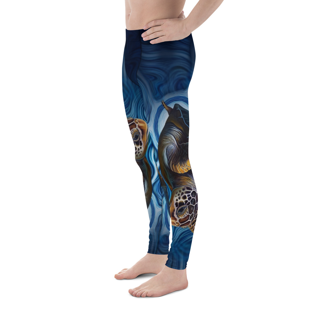 CAVIS Sea Turtle Men's Leggings - Blue Dive Skin - Left
