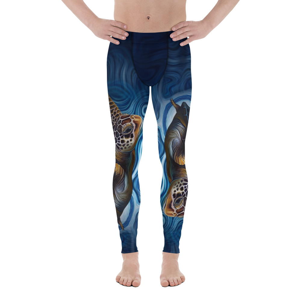 CAVIS Sea Turtle Men's Leggings - Blue Dive Skin - Front
