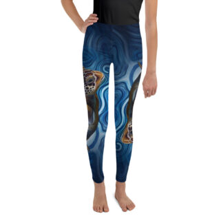 CAVIS Sea Turtle Youth Leggings - Blue - Front