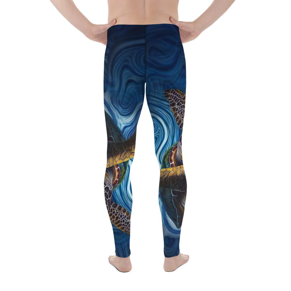 CAVIS Sea Turtle Men's Leggings - Blue Dive Skin - Back