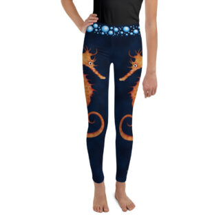 CAVIS Seahorse Youth Leggings - Dark Blue - Front