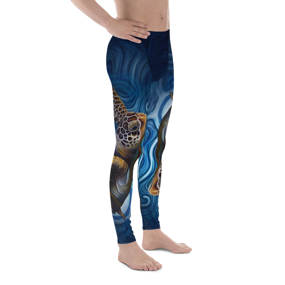 CAVIS Sea Turtle Men's Leggings - Blue Dive Skin - Right