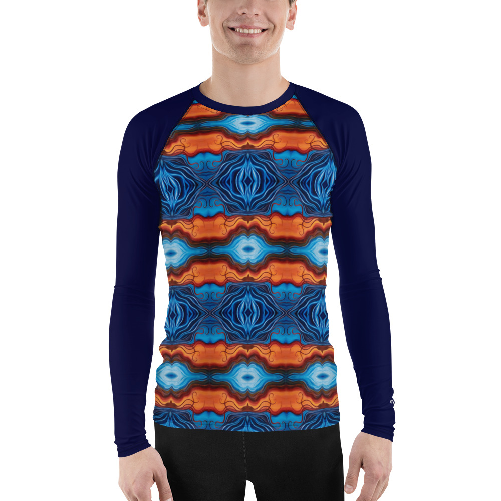 CAVIS Reborn Pattern Men’s Rash Guard, Alternative Psychedelic Dive Skin Swim Shirt