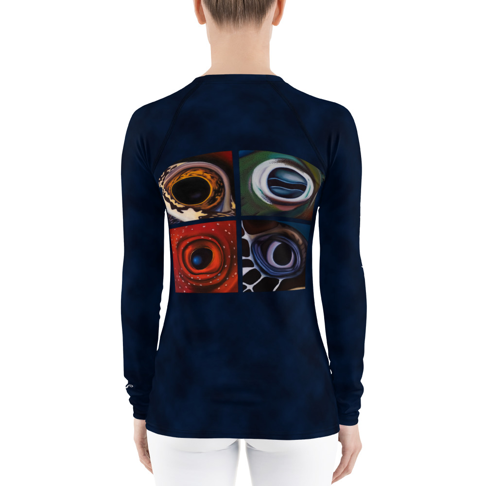 CAVIS Aquatic Eyes Women's Rash Guard - Scuba Swim Shirt - Back