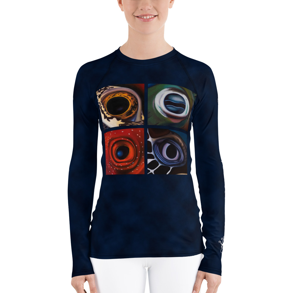CAVIS Aquatic Eyes Women's Rash Guard - Scuba Swim Shirt - Front