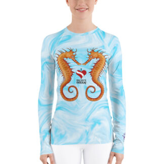 CAVIS Seahorse Couple Women’s Rash Guard - I Love My Dive Buddy - Dive Skin Swim Shirt - Front