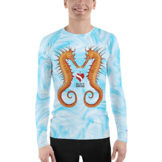 CAVIS Seahorse Couple Men’s Rash Guard - I Love My Dive Buddy - Dive Skin Swim Shirt - Front