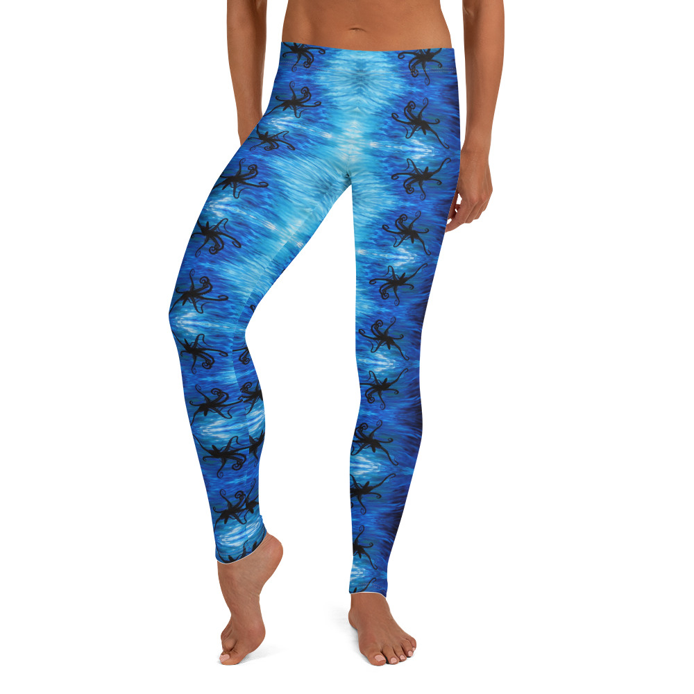 CAVIS Blue Ocean Octopus Women's Leggings - Scuba Leggings - Front