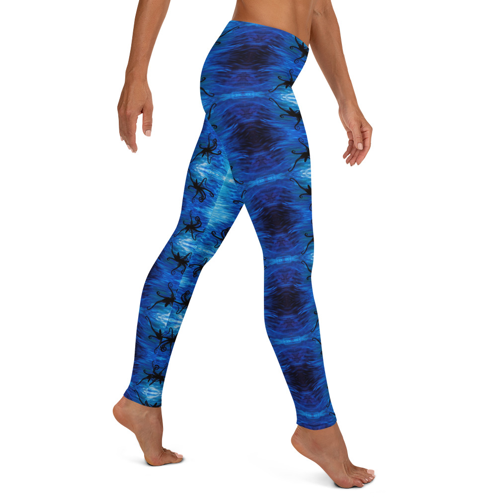 CAVIS Blue Ocean Octopus Women's Leggings - Scuba Leggings - Right
