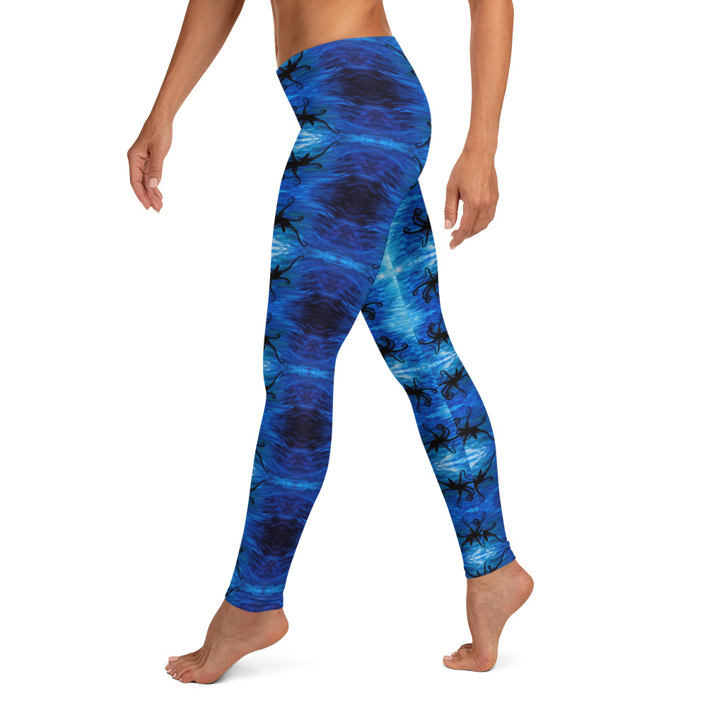 CAVIS Blue Ocean Octopus Women's Leggings - Scuba Leggings - Left