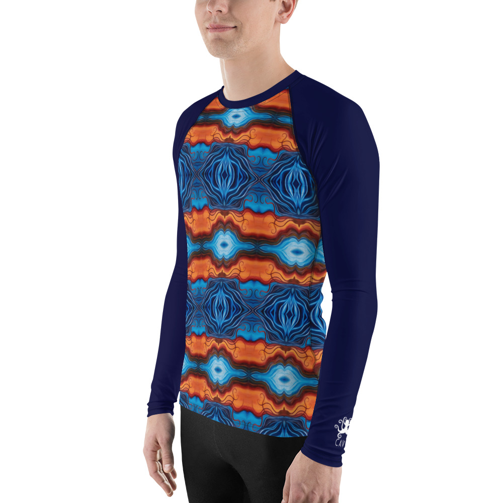 CAVIS Reborn Pattern Men’s Rash Guard, Alternative Psychedelic Dive Skin Swim Shirt - Image 3
