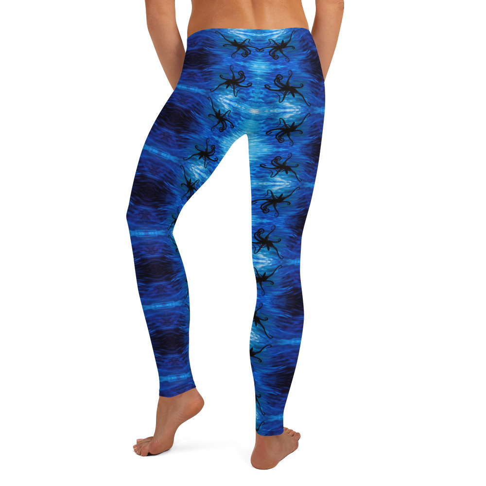 CAVIS Blue Ocean Octopus Women's Leggings - Scuba Leggings - Back