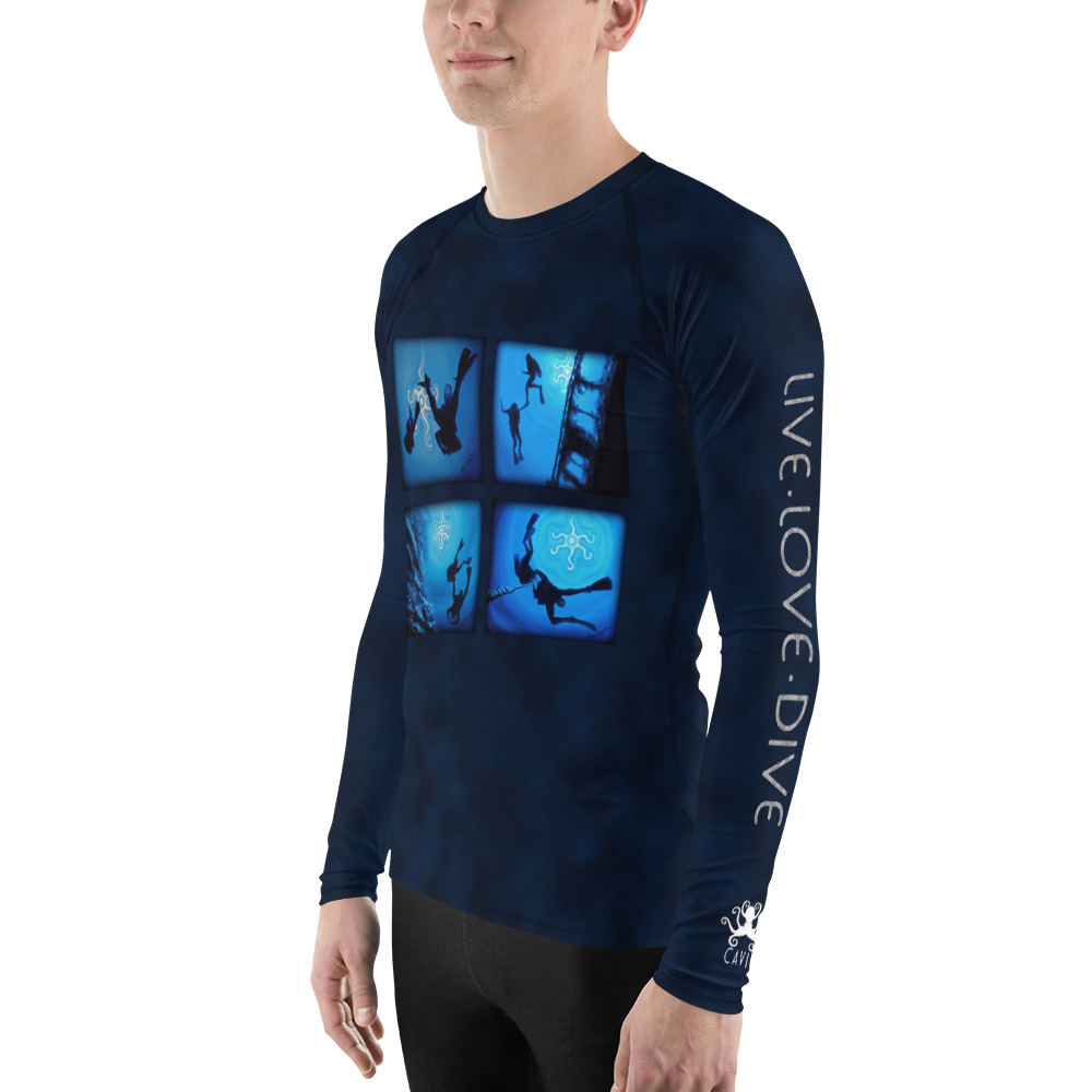 CAVIS Diver Silhouette, Scuba Diver Rash Guard - Live Love Dive - Men's - Left