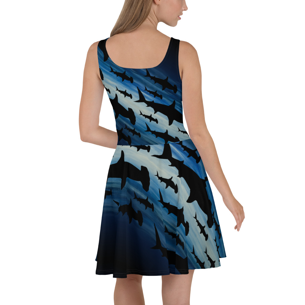 CAVIS Hammerhead Shark Pattern Flared Dress - Back