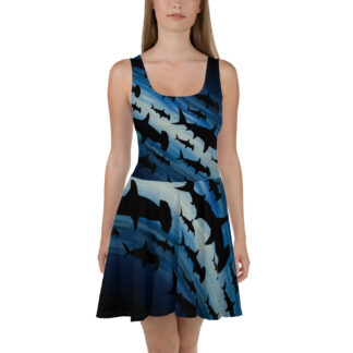 CAVIS Hammerhead Shark Pattern Flared Dress - Front