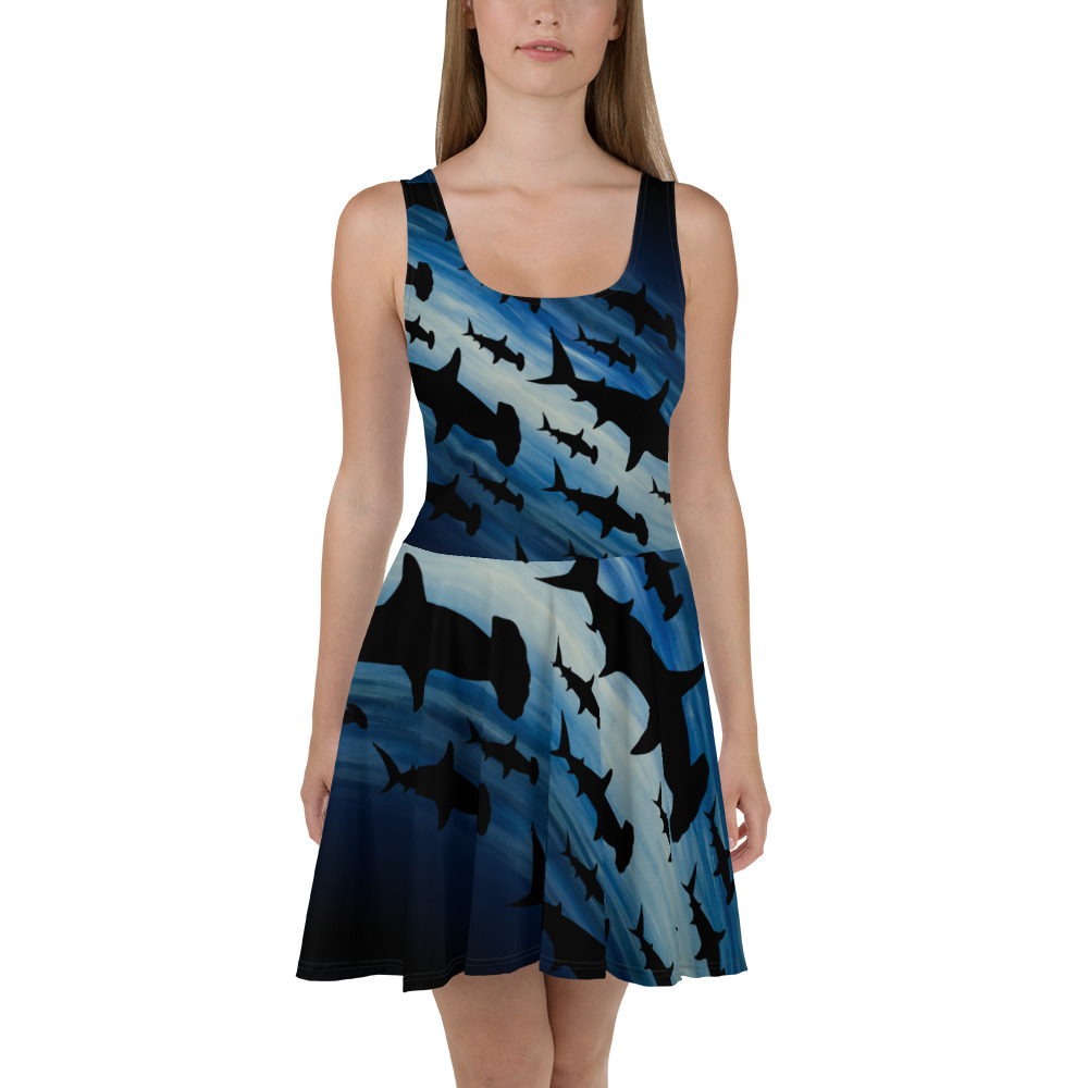 CAVIS Hammerhead Shark Pattern Flared Dress - Front