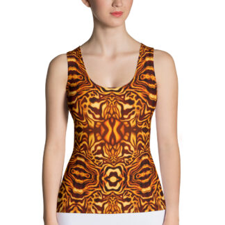 CAVIS Wonderpus Women's Fitted Tank Top - Yellow Orange - Front