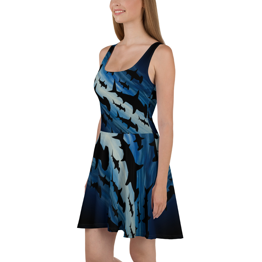CAVIS Hammerhead Shark Pattern Flared Dress - Left