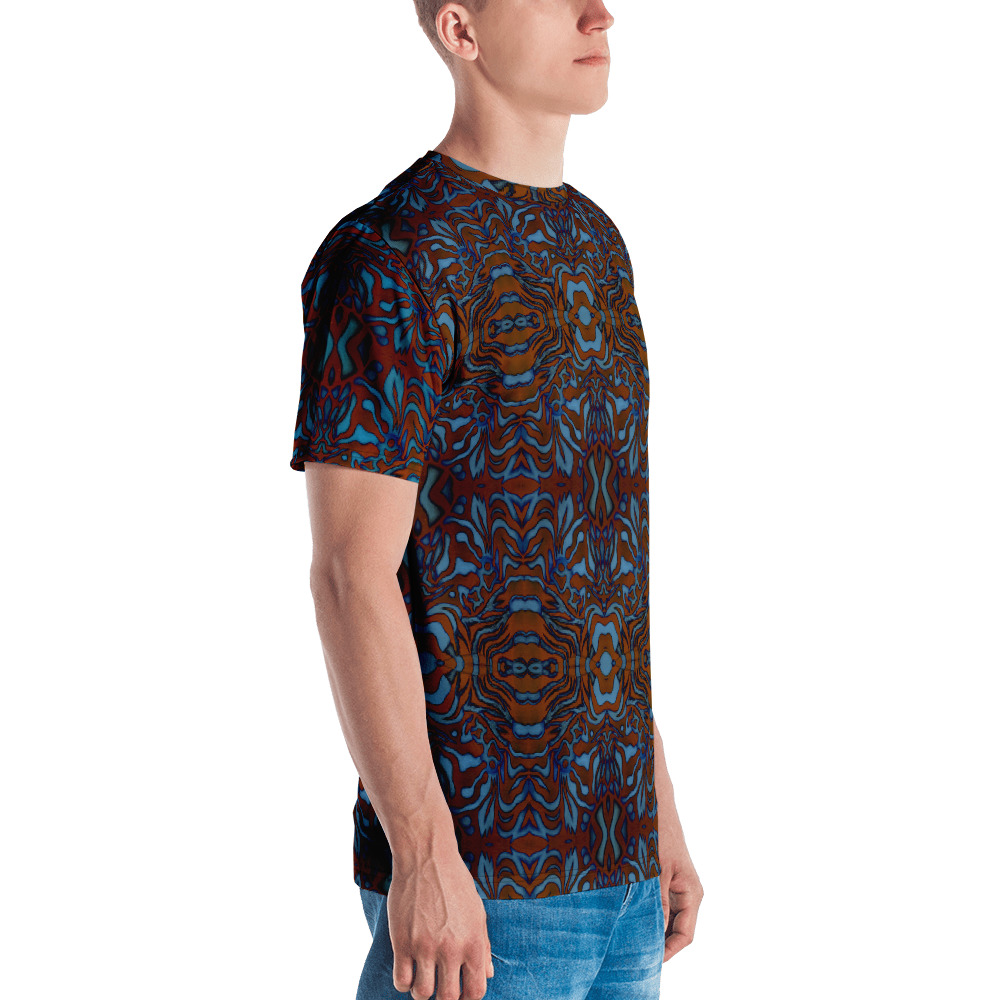CAVIS Wunderpus Pattern Men's T-shirt, Orange and Blue Soft Vibrant Quick-Dry Sea Life Shirt - Image 3