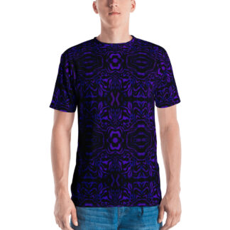 CAVIS Wunderpus Pattern Men's T-shirt, Purple and Black Soft Vibrant Quick-Dry Sea Life Shirt