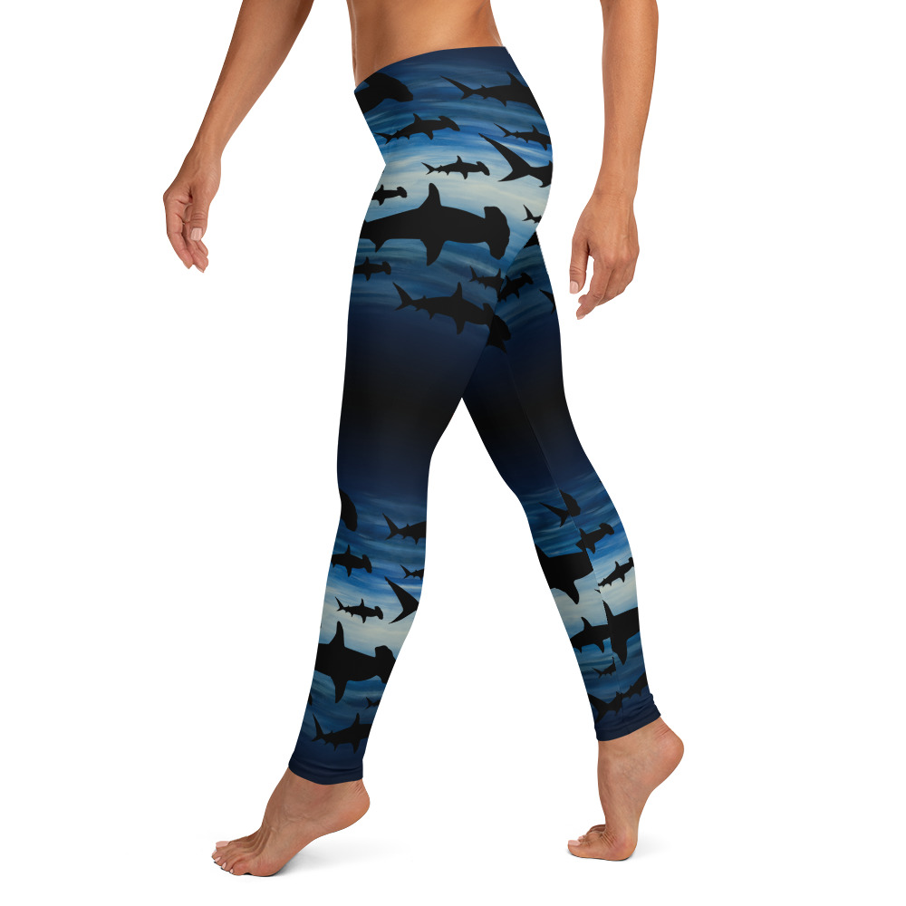 CAVIS Hammerhead Shark Pattern Leggings - Women's Scuba Leggings - Left