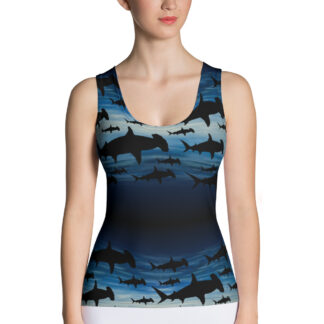 CAVIS Hammerhead Shark Pattern Women's Fitted Tank Top - Front