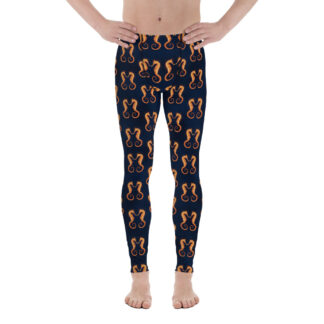 CAVIS Seahorse Pattern Men's Leggings - Dark Blue - Front