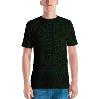 CAVIS Wunderpus Pattern Men's T-shirt, Green and Black Soft Vibrant Quick-Dry Sea Life Shirt