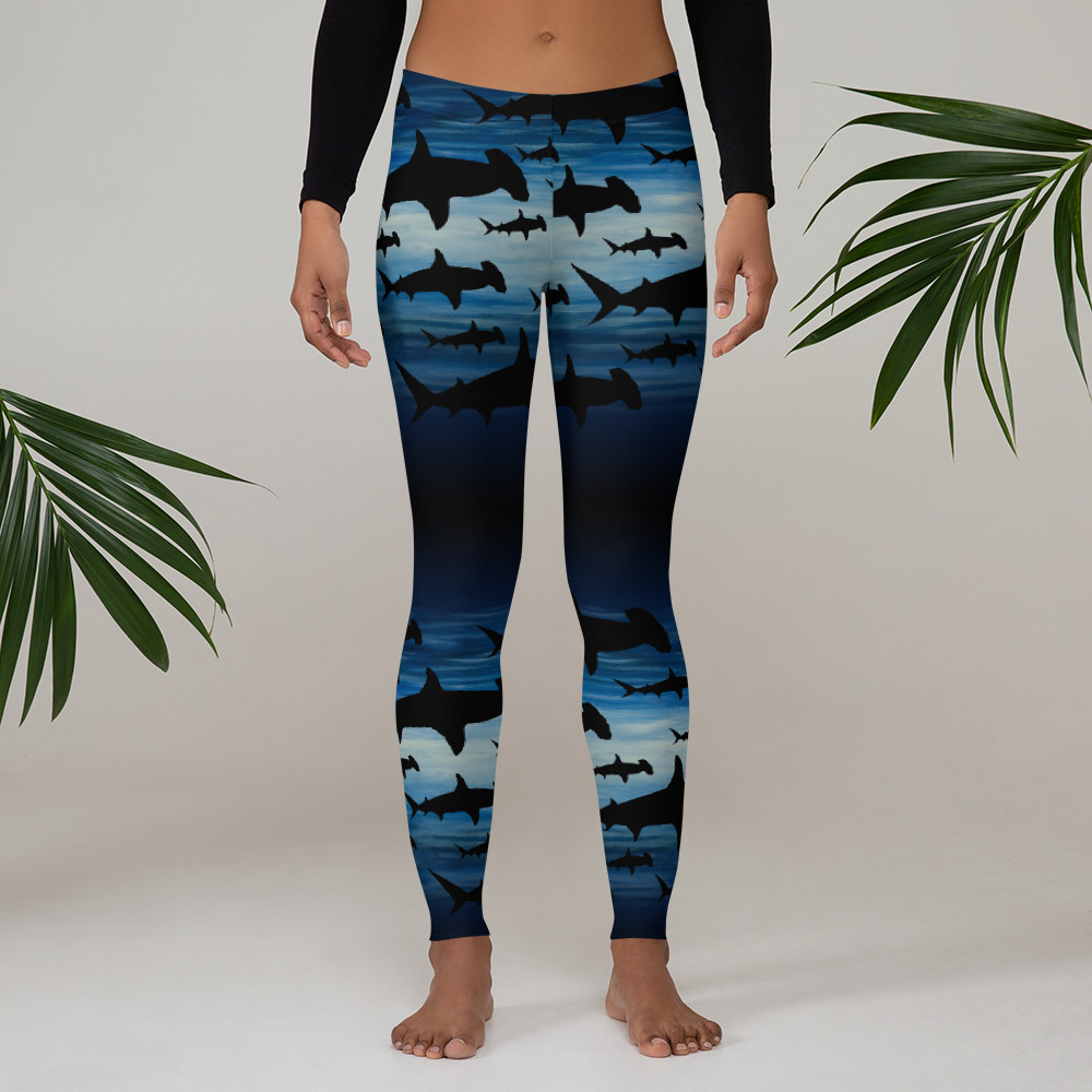 CAVIS Hammerhead Shark Pattern Leggings - Women's Scuba Leggings - Lifestyle 1