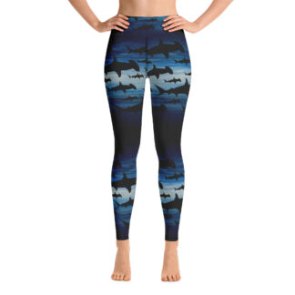 CAVIS Hammerhead Shark Pattern High Waist Leggings - Women's Scuba Leggings - Front 2