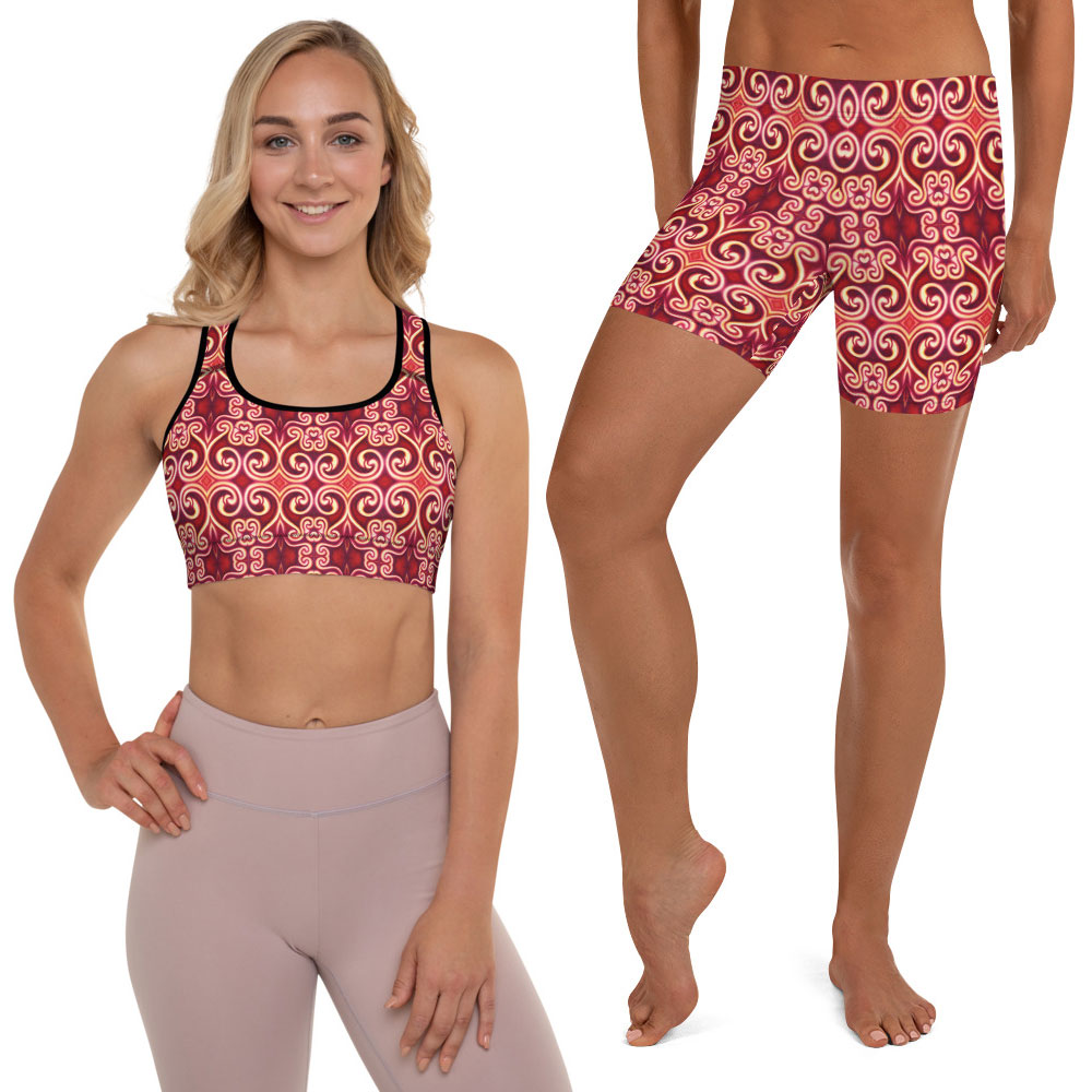 CAVIS Celtic Fire - Sports Bra Boy Shorts Swimsuit - Athletic Swimwear