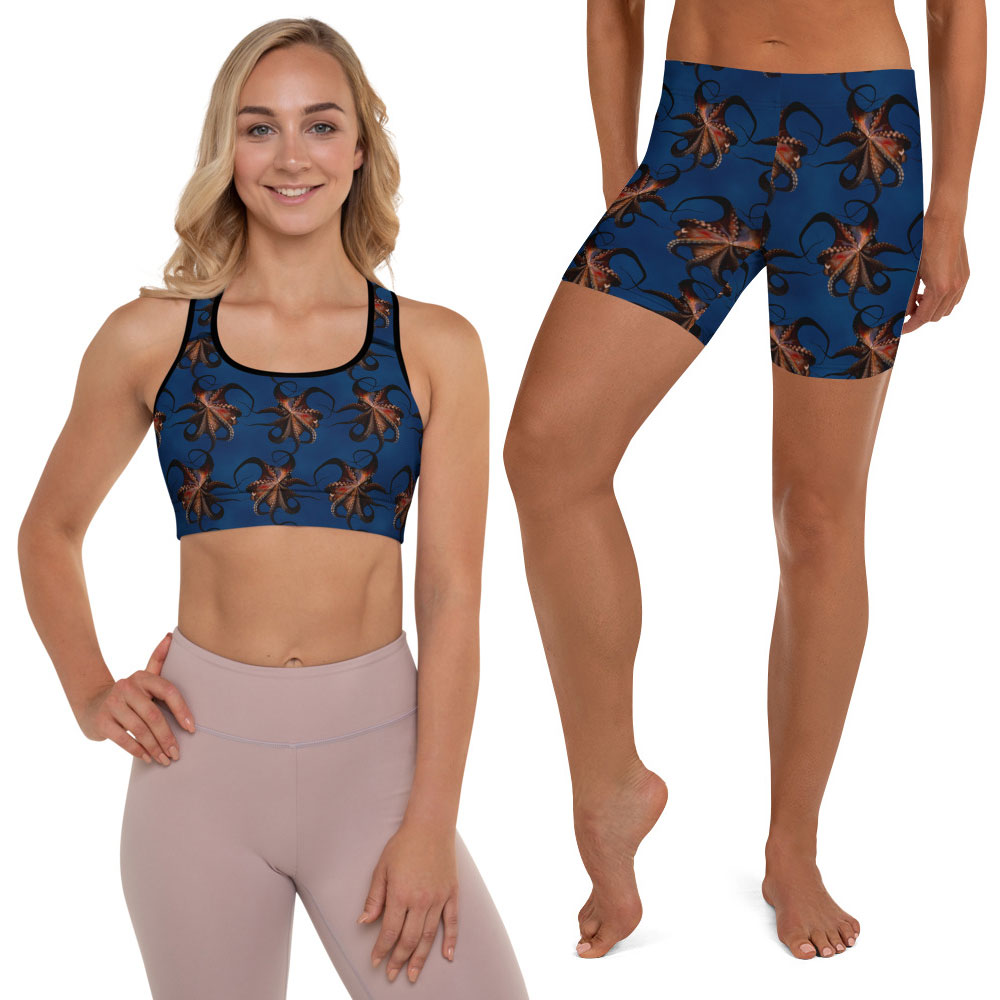 CAVIS Flying Octopus Boy Short Sports Bra Swimsuit - Alternative Athletic Swimwear