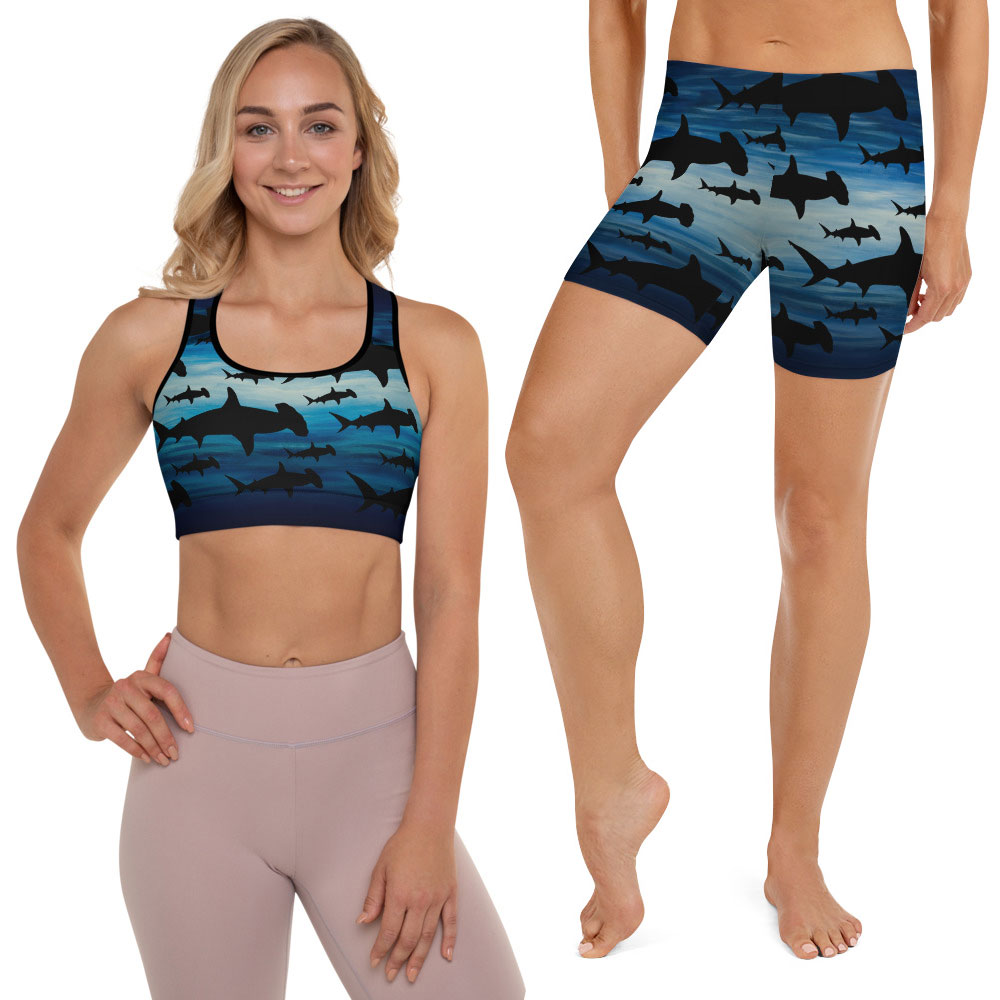 CAVIS Hammerhead Shark Boy Short Sports Bra Swimsuit - Alternative Athletic Swimwear