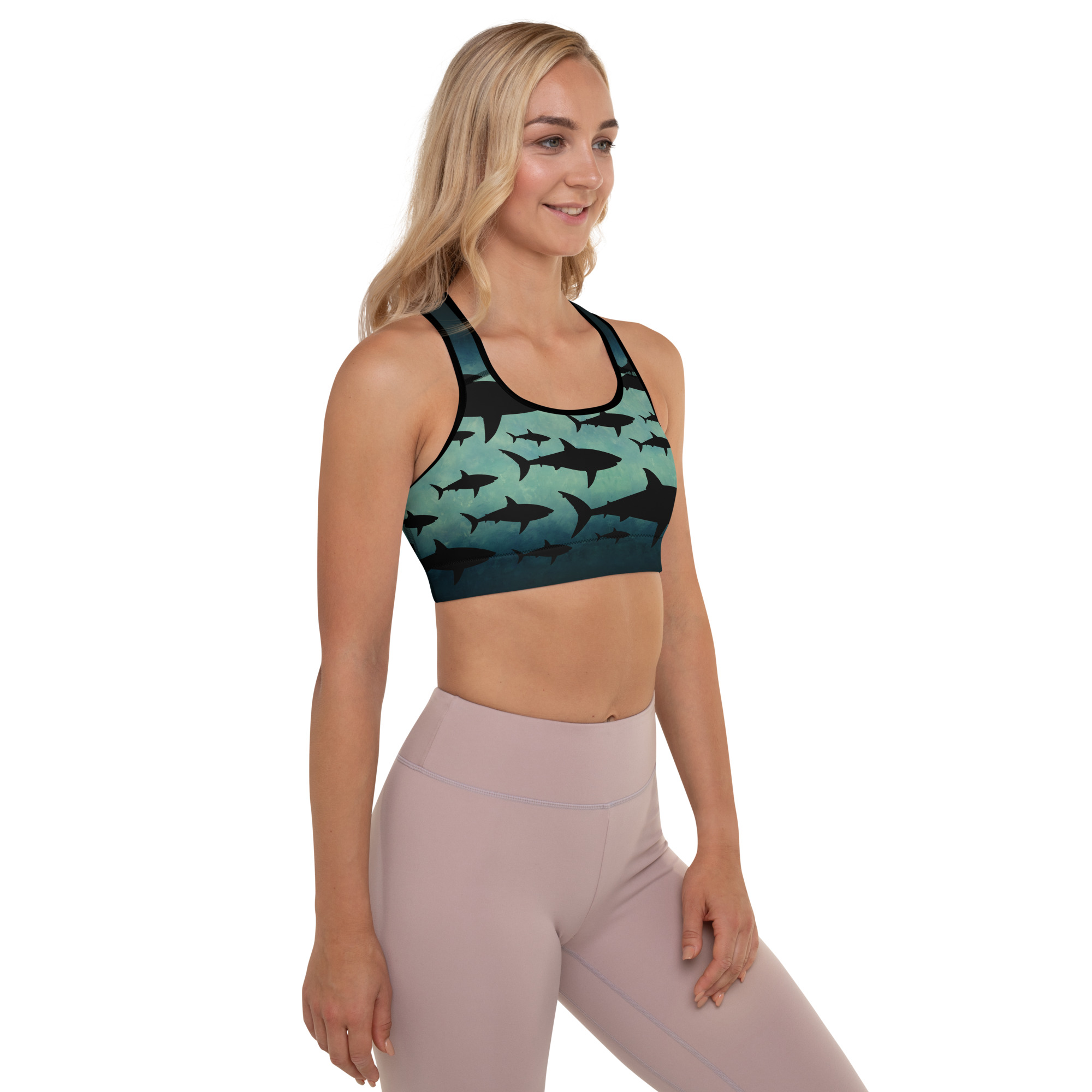 Cavis Shark Pattern Padded Sports Bra