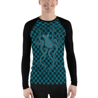 CAVIS 80's Retro Style Checkered Camouflage Octopus Rash Guard - Men's - Front