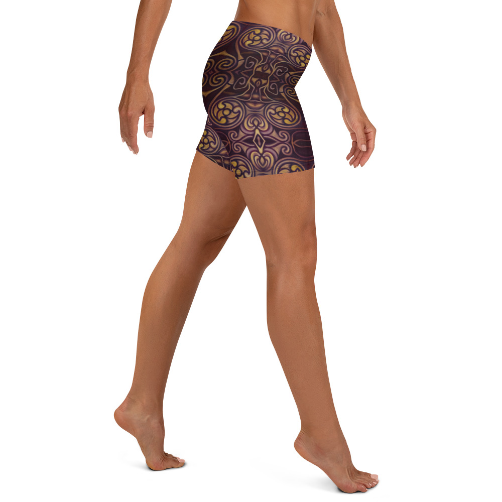 CAVIS Celtic Dragon Boy Shorts - Burgundy Pattern Yoga Shorts - Alternative Athletic Swim Bottom - Right