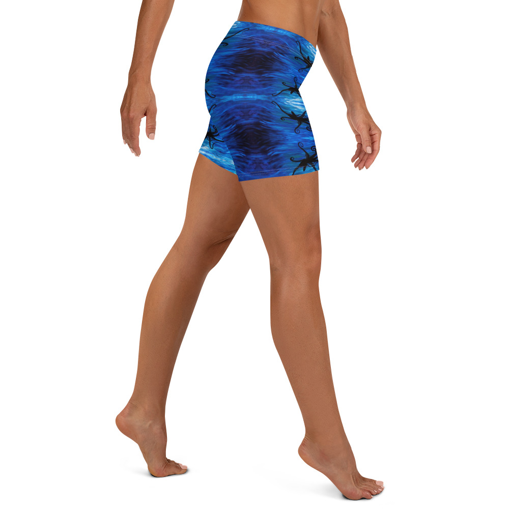 CAVIS Blue Ocean Octopus Fitted Yoga Shorts, Boy Shorts for Athletics or Swim Bottoms - Image 5