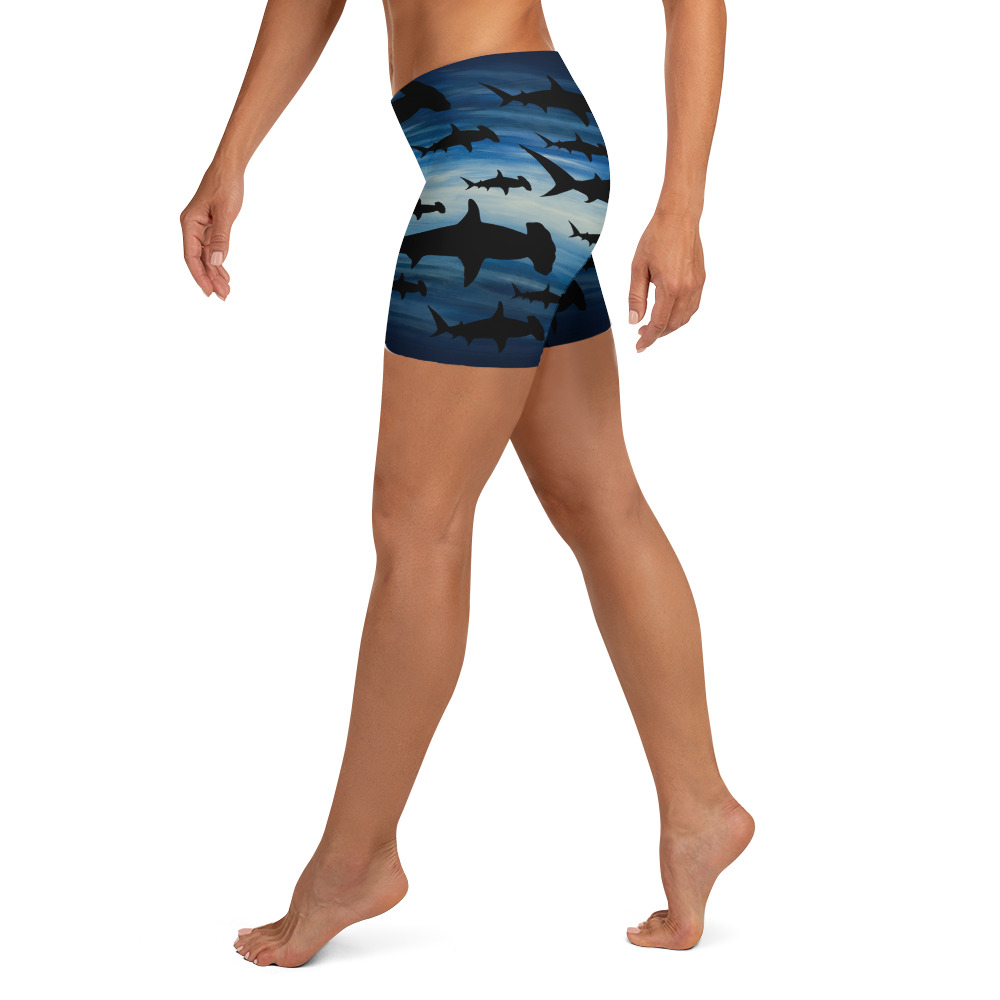 CAVIS Hammerhead Shark Women's Boy Shirts - Fitted Athletic Shorts - Left