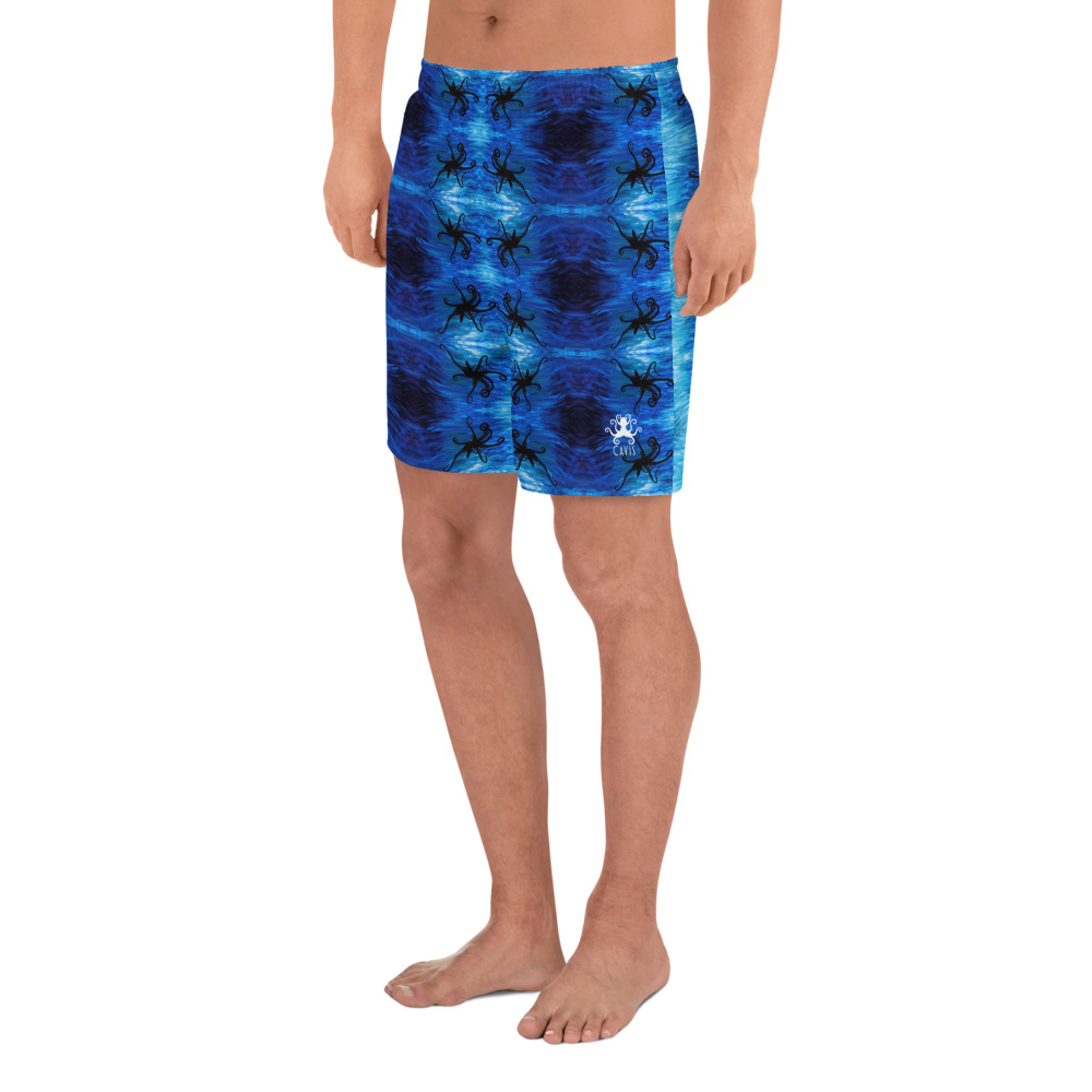 CAVIS Blue Ocean Octopus Men's Athletic Shorts - Left