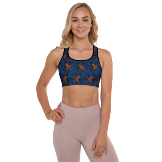 CAVIS Flying Octopus Pattern Women's Padded Sports Bra - Bright Blue Alternative Swimsuit - Front