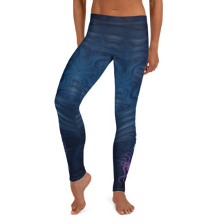 CAVIS Dark Blue Water Pattern Women’s Leggings, Surreal World Octopus Dive Skin - Front