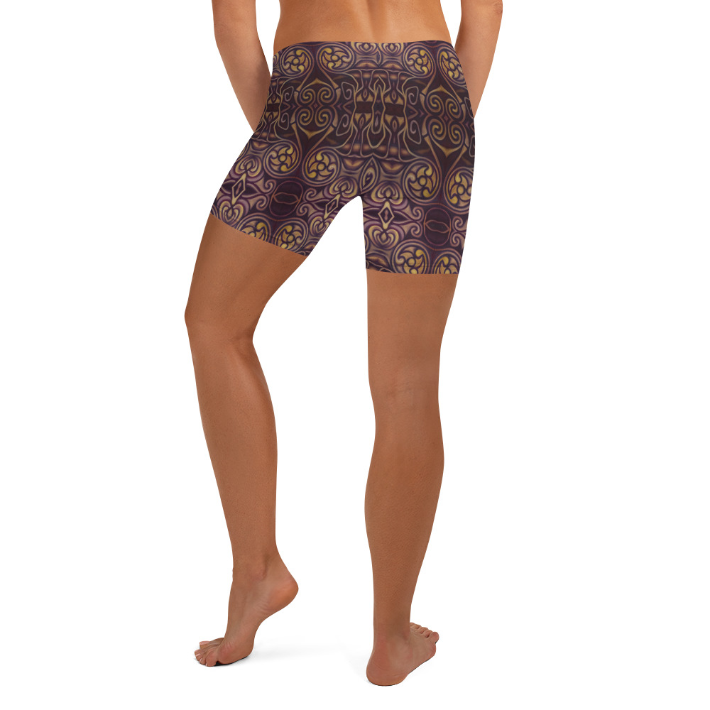 CAVIS Celtic Dragon Boy Shorts - Burgundy Pattern Yoga Shorts - Alternative Athletic Swim Bottom - Back
