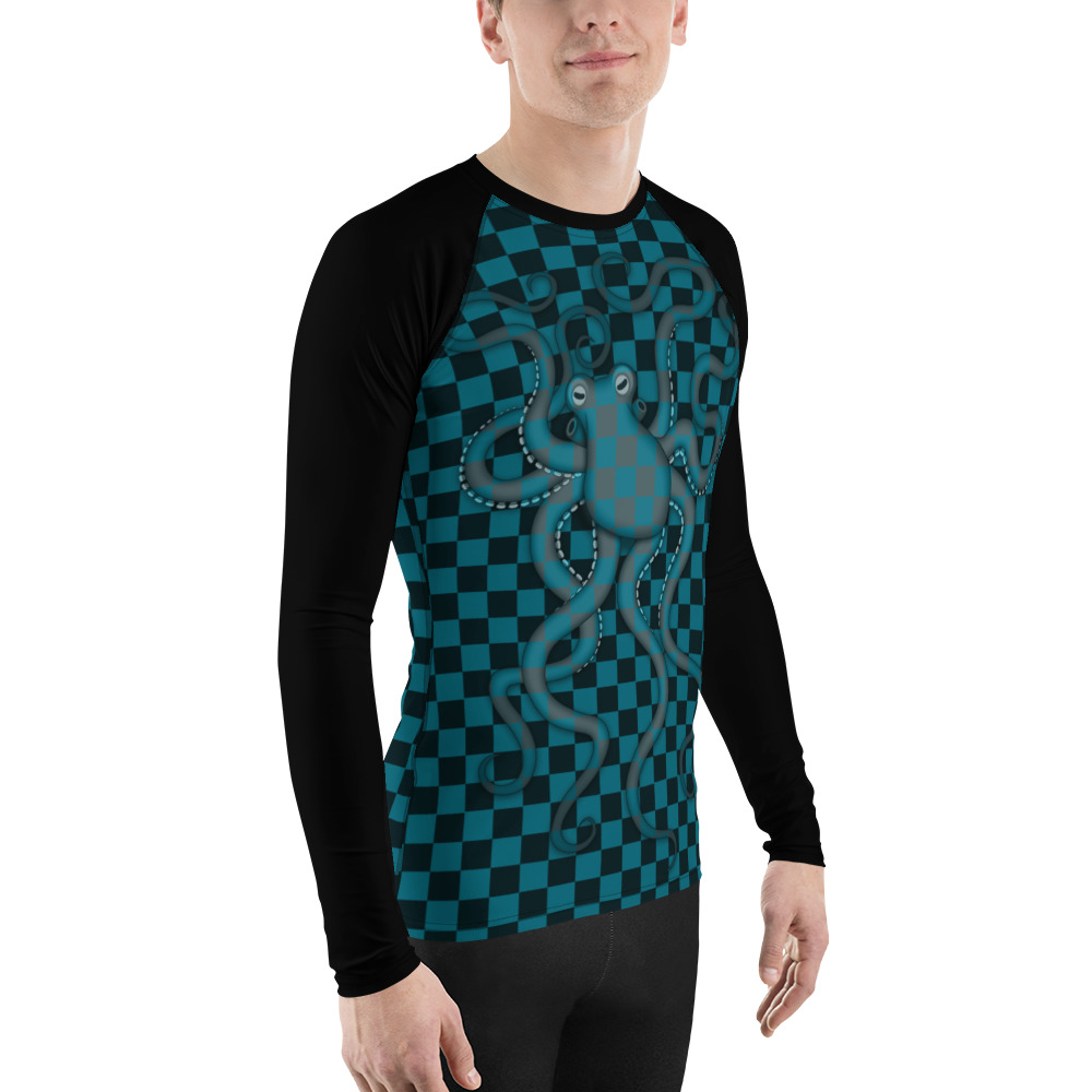 CAVIS 80's Retro Style Checkered Camouflage Octopus Rash Guard - Men's - Right