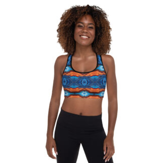 CAVIS Reborn Pattern Padded Sports Bra, Fun Psychedelic Swimsuit, Athletic or Dance Top