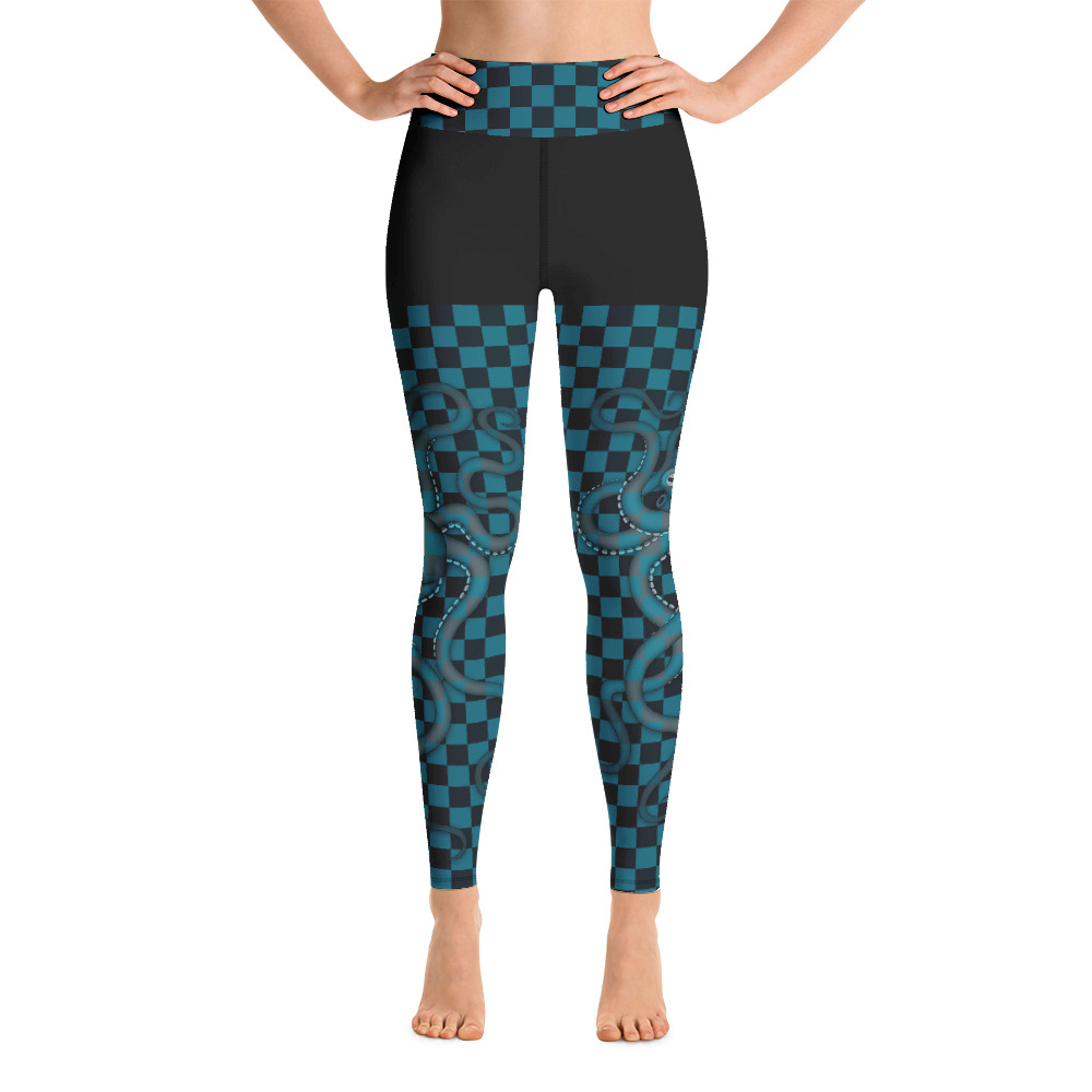 CAVIS 80's Retro Style Checkered Camouflage Octopus High Waist Leggings - Women's - Front 2