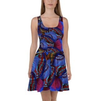 CAVIS Mandarinfish Pattern Skater Style Flared Dress - Front